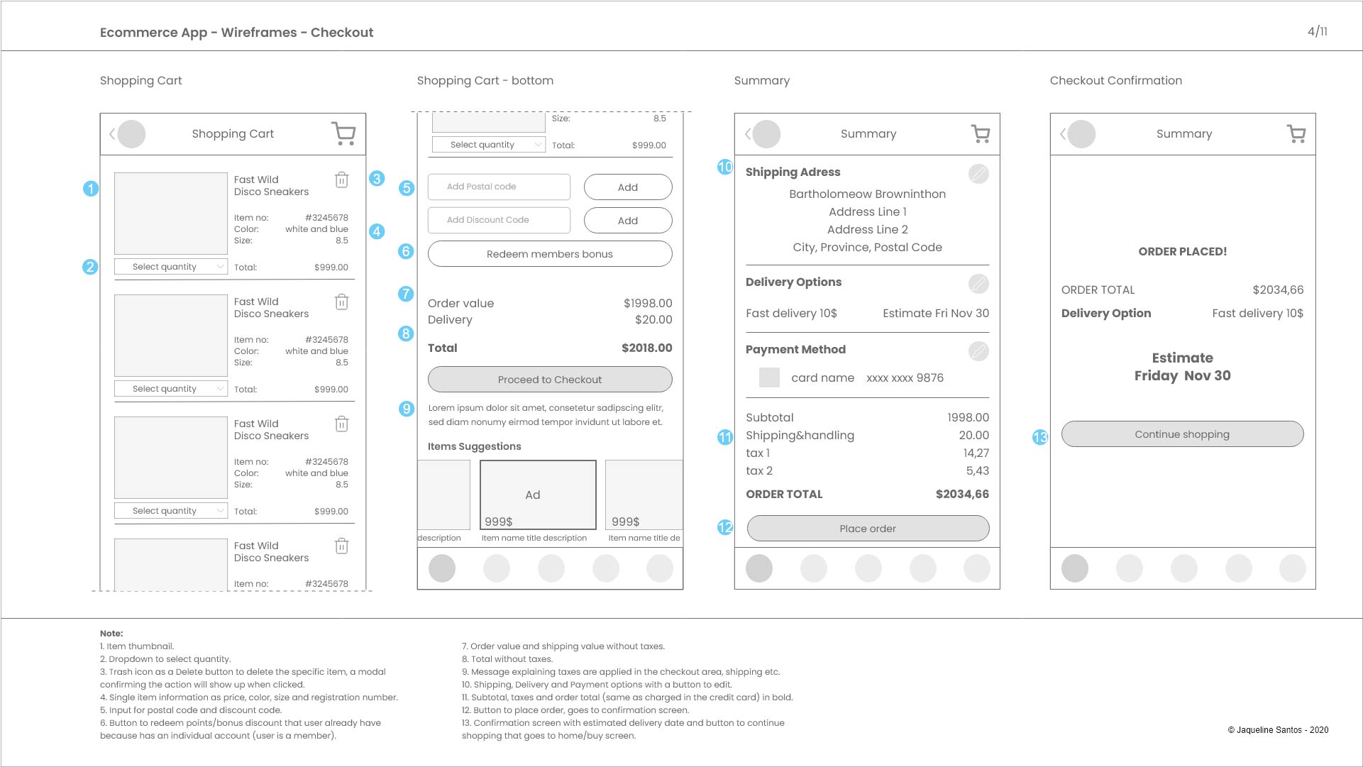 ecommerce mobile app wireframe sample