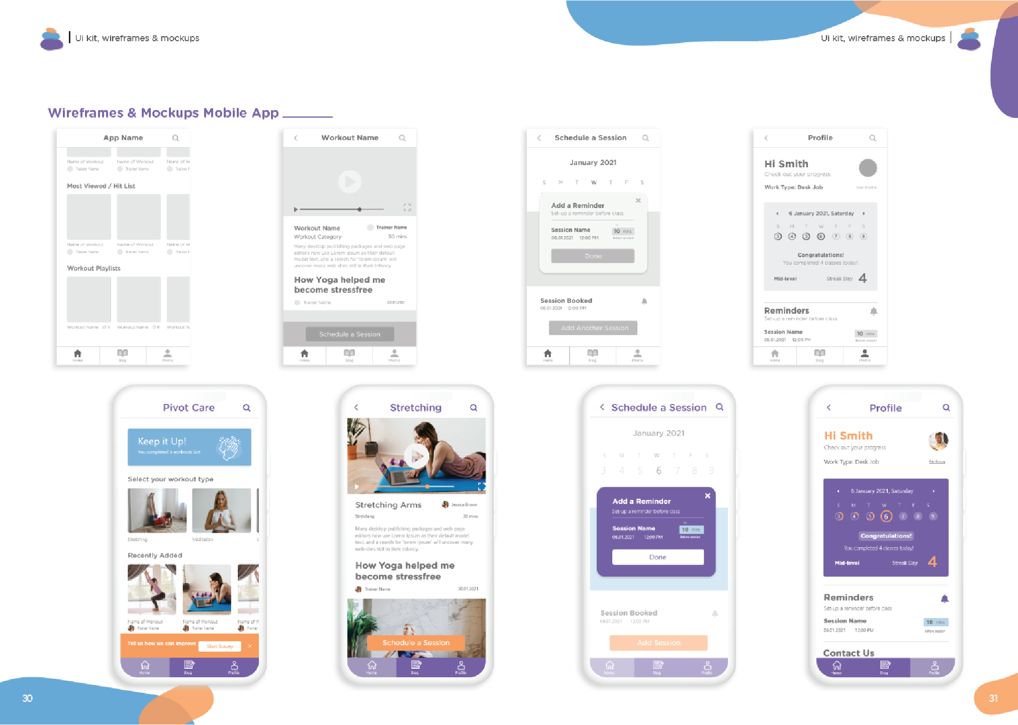 Pivotcare web app mockups