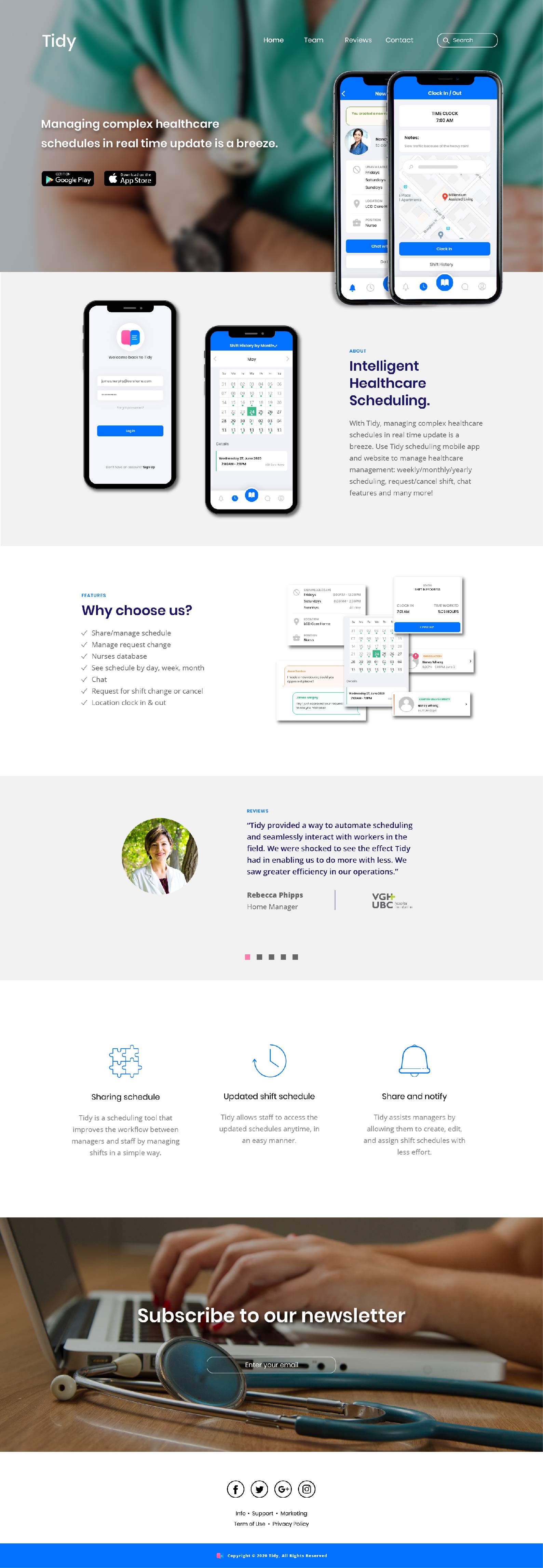 Tidy home page responsive mockup desktop size
