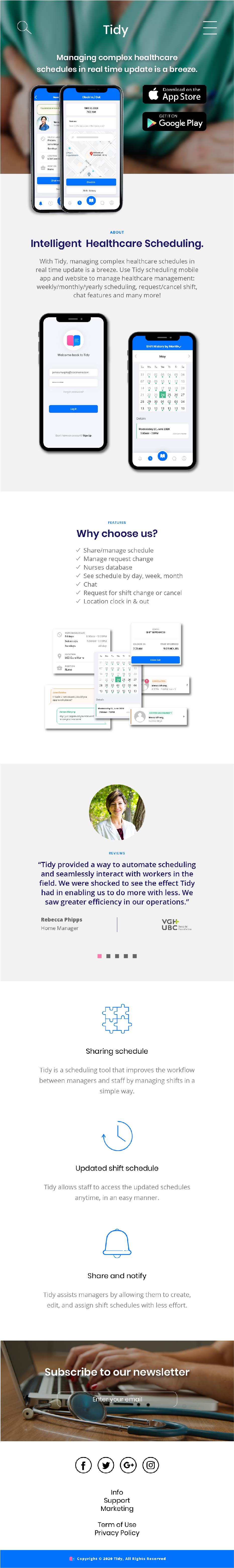 Tidy home page responsive mockup mobile size