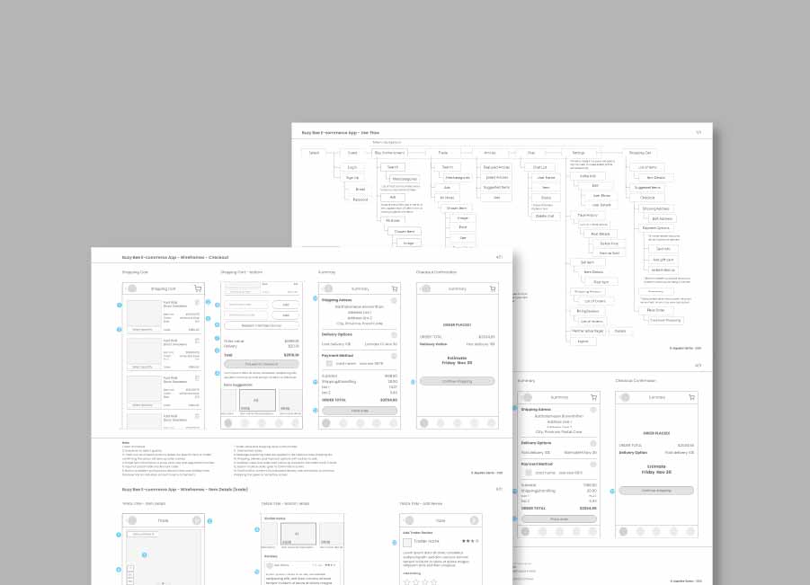 ecommerce mobile app wireframes