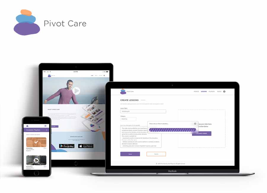 Pivot Care web and mobile project responsive mockups