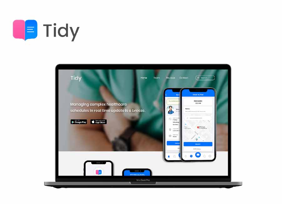 Tidy mobile project mockups